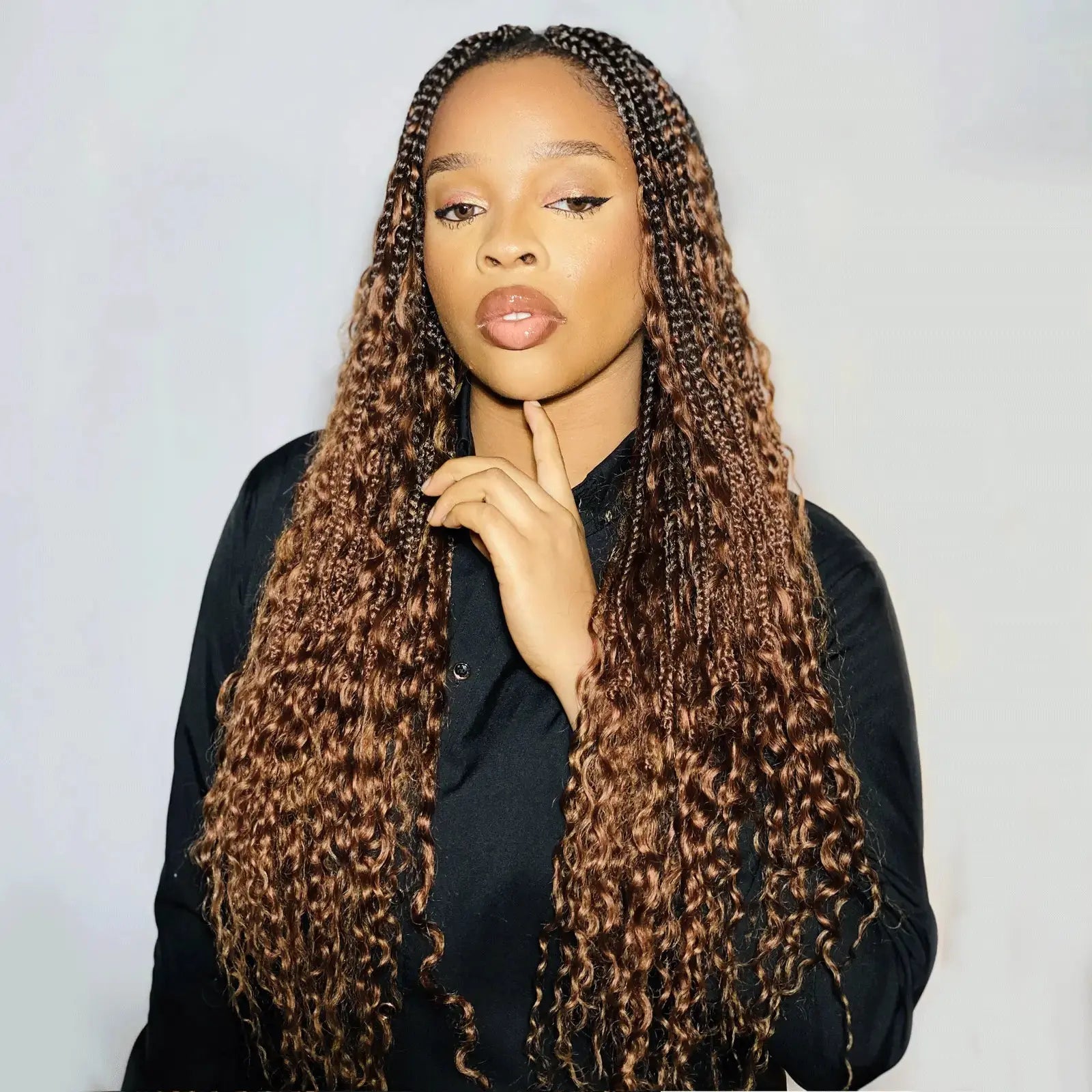 Toyotress Boho Box Braids with Human Hair Curls Protective Hairstyle Crochet Hair Extensions